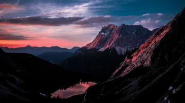 Wallpaper 4k Long Mountain Ranges Landscape Orange Dark Sky 5k