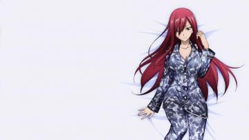 Erza Scarlet Illustration Anime Fairy Tail Lying On
