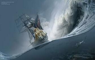The Last Wave Or Fighting Giants Surreal Art Print Poster Book