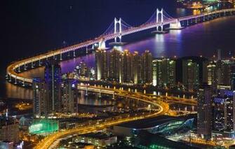 Wallpaper Night Bridge The City Lights Strait Building