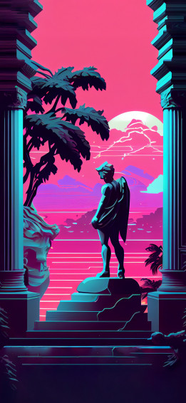 Greek Statue Vaporwave Wallpaper Synthwave iPhone