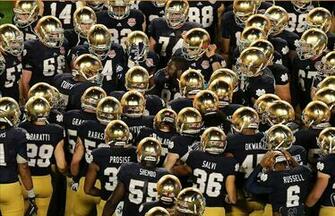Notre Dame Fighting Irish Players Gather Around Co Captain Defensive