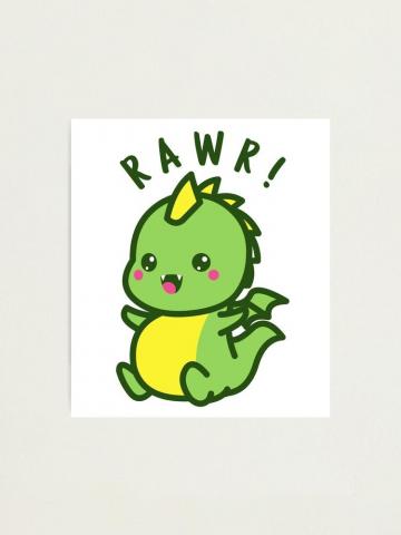 Rawr Cute Kawaii Dinosaur Baby Dino Photographic Print By
