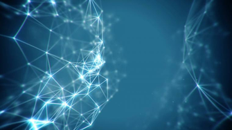 Abstract Connecting Lines And Dots Structure On Dark Blue