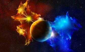 Blue And Orange Light Collide Digital Wallpaper HD