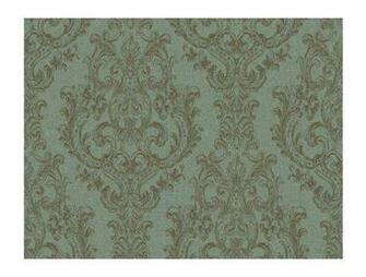 Wind River Detailed Archival Damask Prepasted Wallpaper Teal Brown