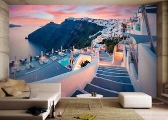 Custom Picture In Photo Wallpaper European Retro Santorini