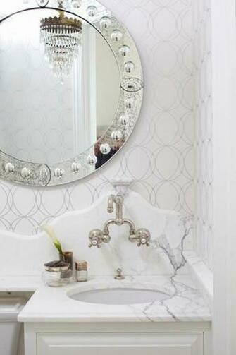 Powder Room Graham And Brown Darcy Wallpaper Over The Toilet Shelf Jpg
