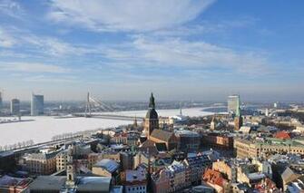 Wallpaper The Sky Bridge River Architecture Riga Latvia