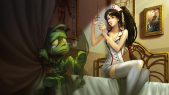 Nurses Anime Girls Dark Hair Syringe League Of Legends Amumu