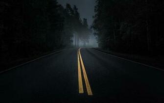 Wallpaper Road Night Darkness Dark Tree Desktop