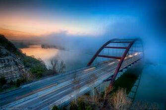 Wallpaper Morning Fog Pennybacker Bridge Austin Texas Desktop
