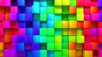 Wallpaper Blocks Rainbow 3d Graphics Background