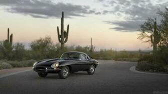 Car Jaguar E Type Road Cactus Wallpaper And Background
