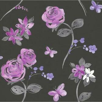 Home Artizan Butterfly Garden Black Pink Wallpaper By Rasch