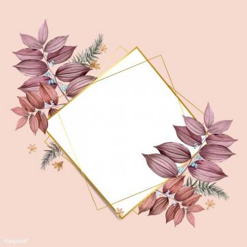 Premium Vector Of Rhombus Foliage Frame On Pastel Peach
