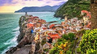 Image Liguria Vernazza Cinque Terre Park Italy Cliff Bay