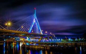 Architecture Bridges Boston Boswash Cities City Night Skyline Usa