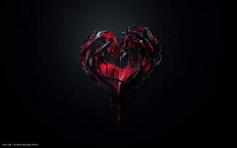 Broken Red Black Heart Lines Glass Drops Melting HD
