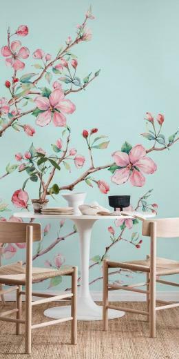 Apple Blossom Mint Wall Mural Flower Murals In Tree