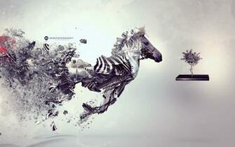 Wallpaper Zebra Surrealism Inspiration HD