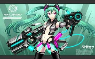 Green Hair Future Hatsune Miku Headsets Anime Wallpaper