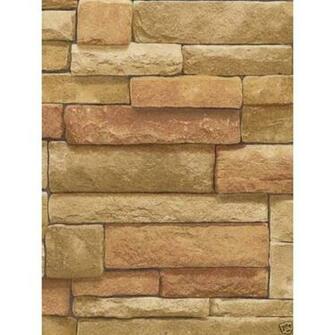 Stacked Stone In Terra Cotta Wallpaper Faux Fake