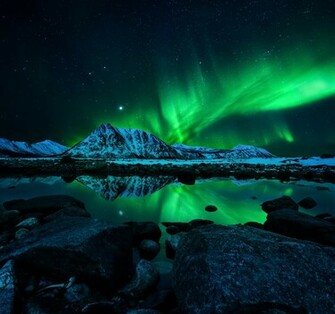 Northern Lights Mountains Night Wallpaper Background