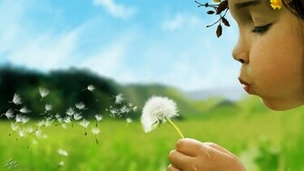 Little Girl Blowing A Dandelion By Ramonfelinto