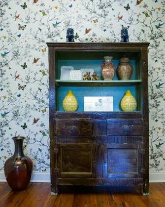 Light And Airy Wallpaper In Eclectic Farmhouse Hallway Hgtv