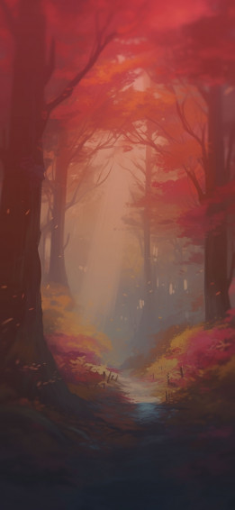 Red Autumn Forest Wallpaper Aesthetic Fall iPhone