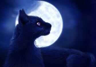 Wallpaper Cats Moon Night Animals Painting Art