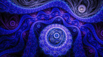 Dark Blue Fractal Art Design HD Abstract Wallpaper