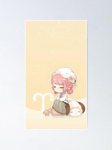 Aries Anime Star Sign Poster By Ellenaia