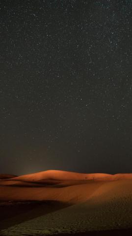 Wallpaper Desert Night Starry Sky Dunes