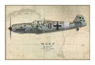 Werner Schroer Messerschmitt Bf Map Background Painting