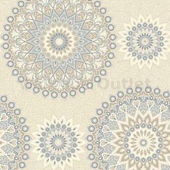 Moroccan Floral Circle Holden K2 Glitter Medallion Blue Cream