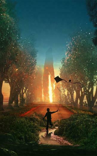 Kid Flying Kite Fantasy HD Mobile Wallpaper