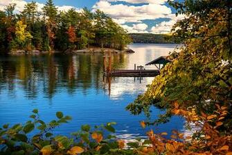 Picture New York City Usa Lake George Nature Autumn Berth Trees