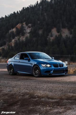 Frozen Blue Bmw E92 M3 Forgestar F14 Wheels In Gunmetal