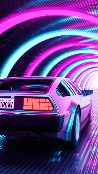 Retro Delorean Car Outrun Digital Art 4k Wallpaper