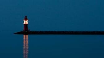 Lighthouse Nature In Moonlight Desktop HD Wallpaper