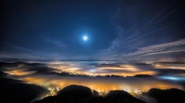 City By Night Sky Stars Space Full HD iPhone Wallpaper