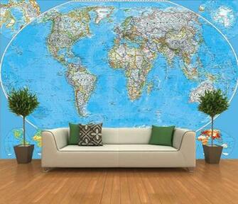 Self Adhesive World Map Decorating Photo Wall Mural Wallpaper Peel And