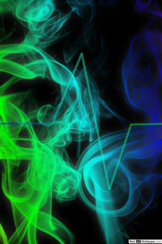 Colorful Abstract Smoke And Black Background Over Heart Rhythm HD