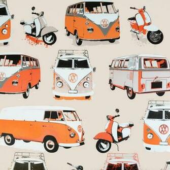 Love Wallpaper Vw Camper Van Scooter Orange Cream