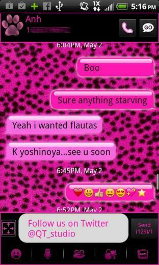 Go Sms Pink Cheetah Theme Screenshot