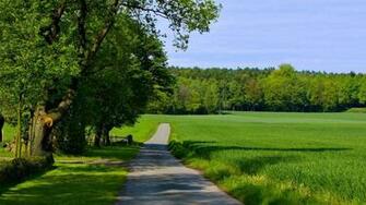 Countryside Road On A Summer Day Desktop Wallpaper