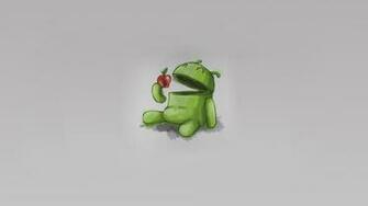 Funny Android Eat Apple Wallpaper Wallpaperlepi