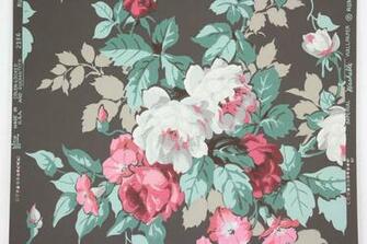 1950s Vintage Wallpaper Cabbage Rose Bouquet Rosie S
